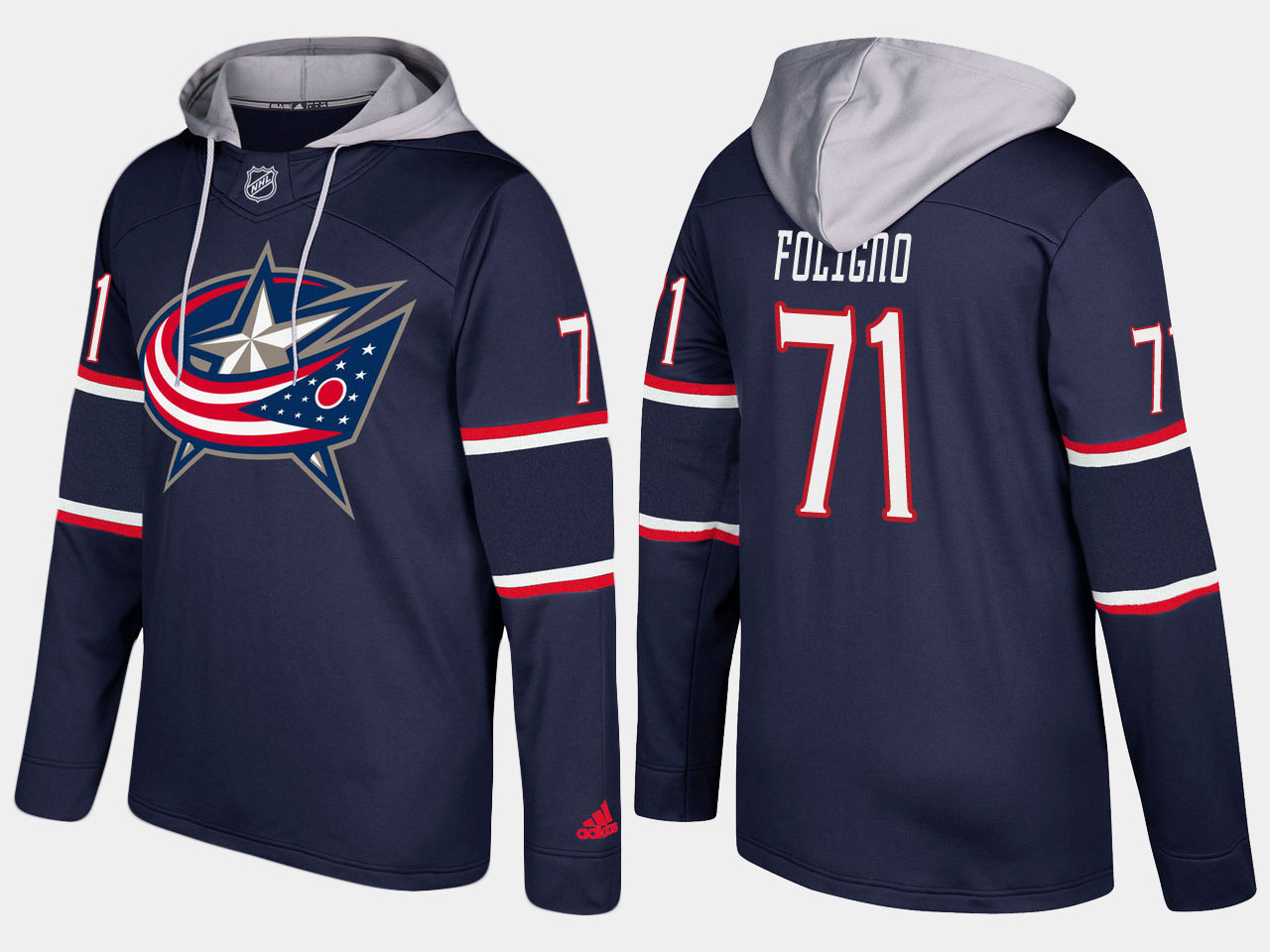 Men NHL Columbus blue jackets #71 nick foligno navy blue  hoodie